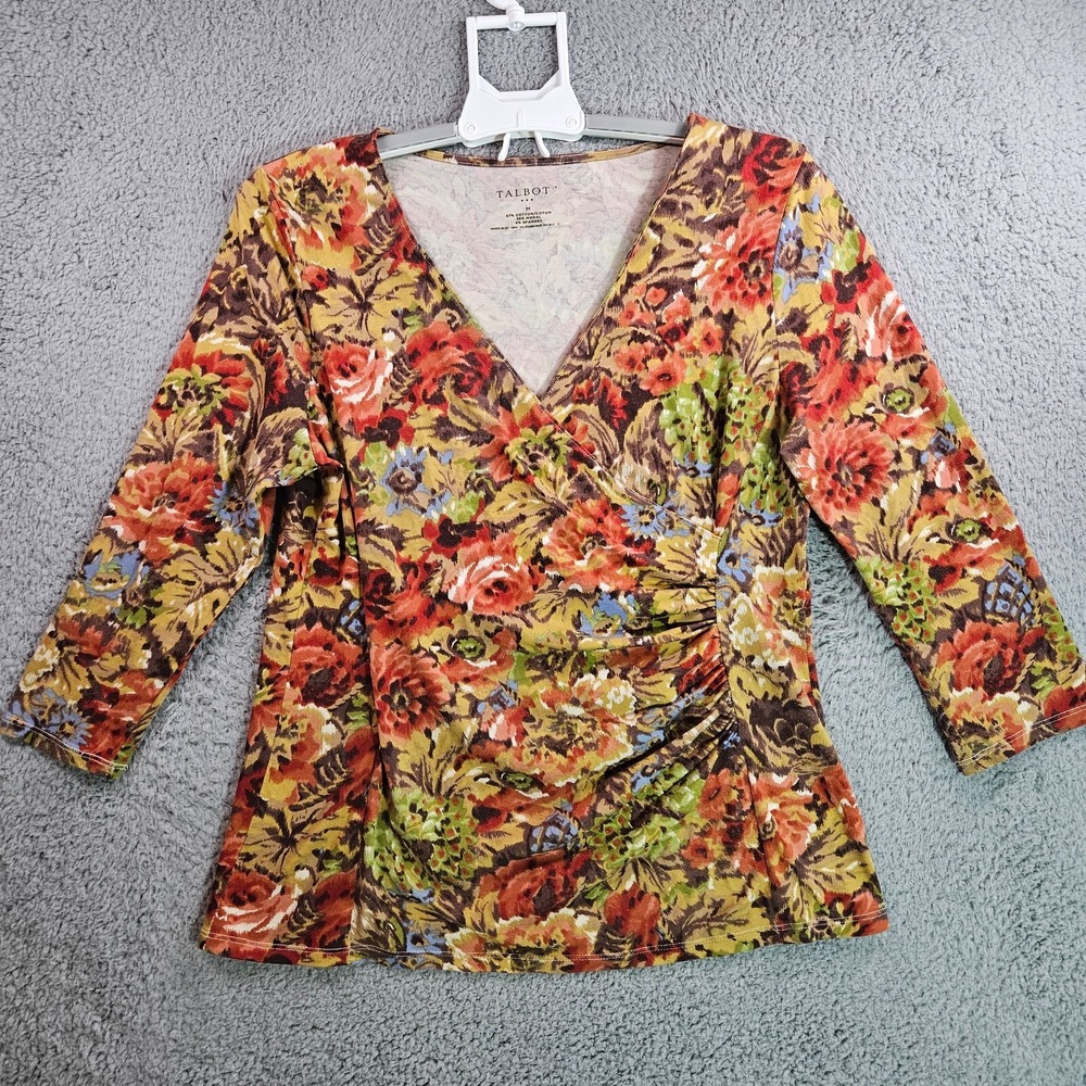 Talbots Wrap Top Women‎ Medium Floral Print Multi Color - M